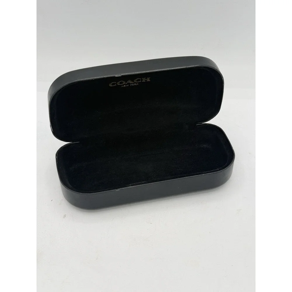 COACH EYEWEAR Large Black Faux Leather Hard Clamshell Wrap-Around Sunglass Case